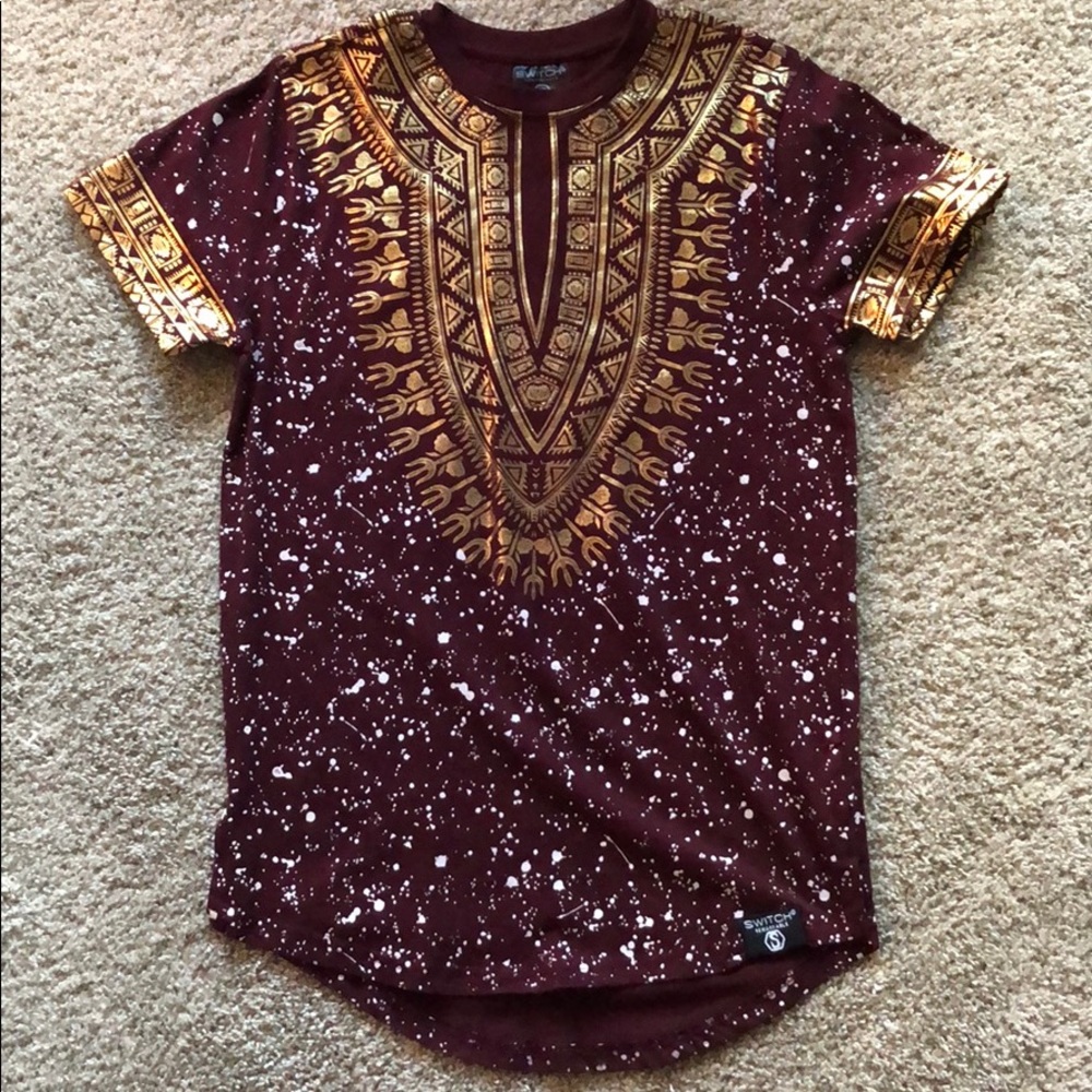 White splatter & gold design long tee